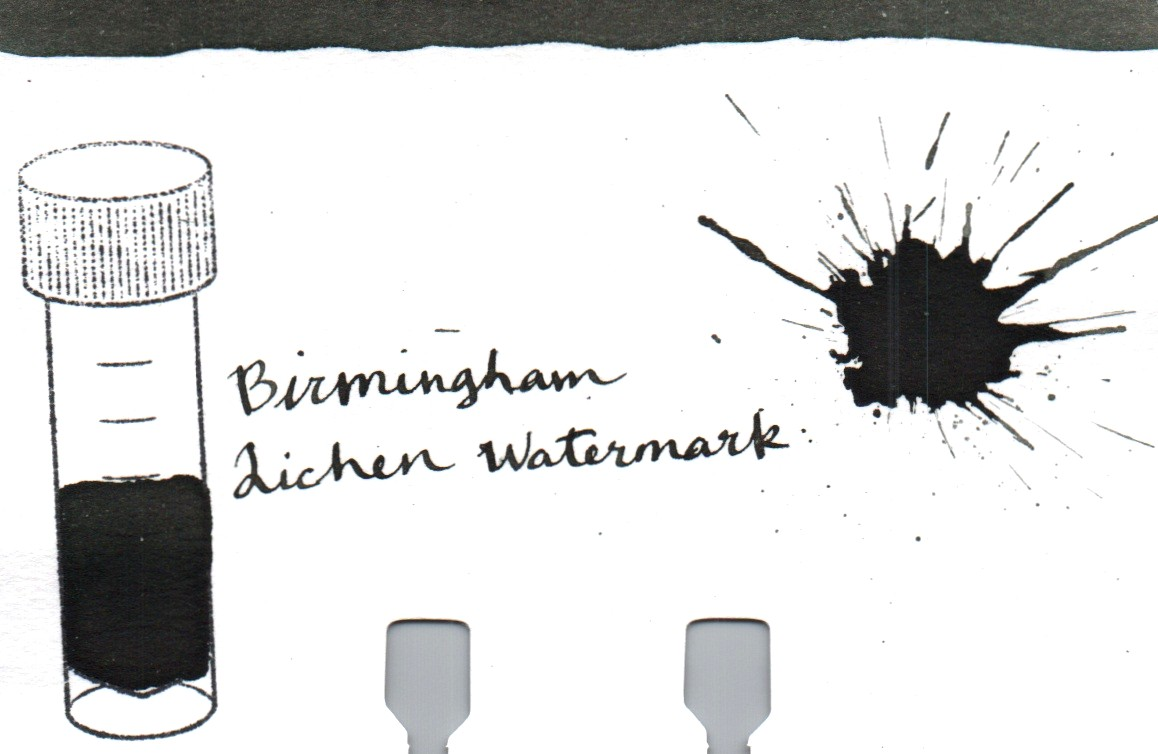 An ink swatch of Birmingham Pen Company – Lichen Watermark
