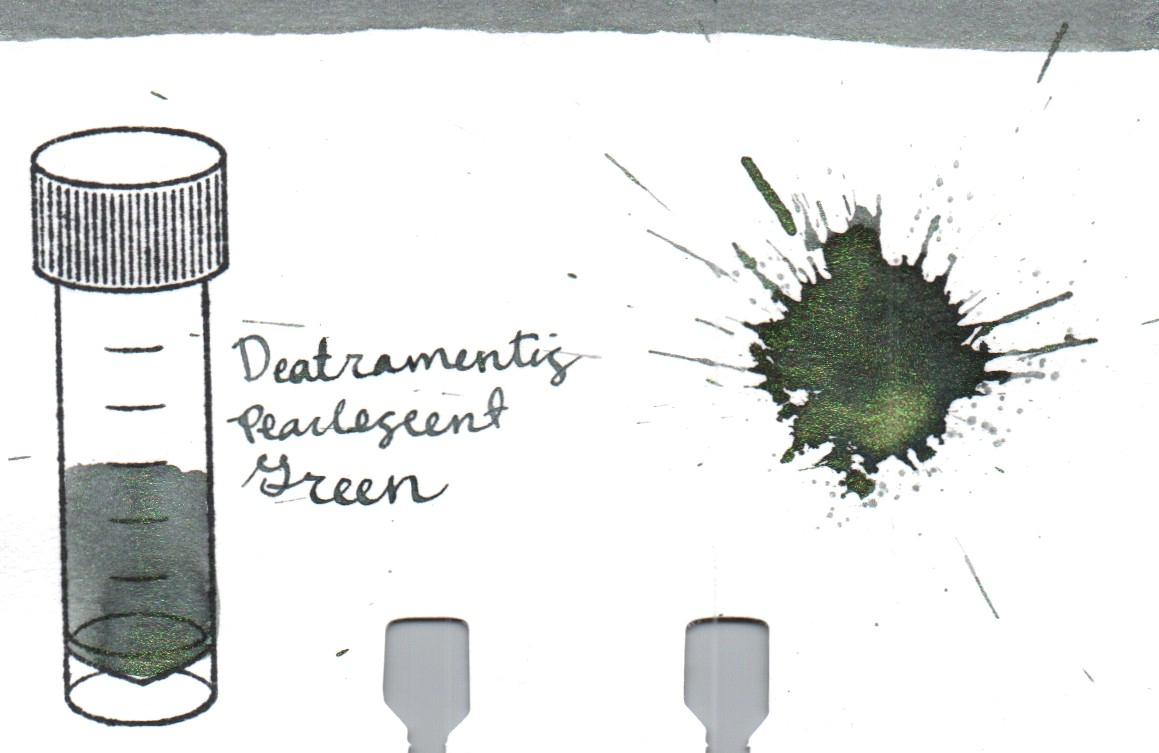 An ink swatch of De Atramentis – Pearlescent Green