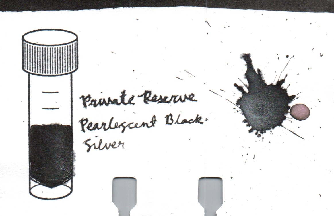 An ink swatch of Private Reserve – Pearlescent Black-Silver